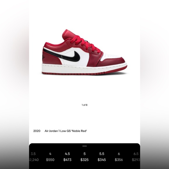 Air Jordan 1 Low Noble Red Size 5Y / 6.5 Wmns - Picture 8 of 8
